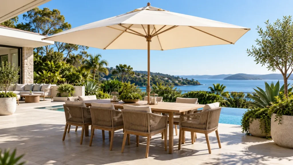Ausbrella: Outdoor Umbrella Features, Models and Benefits Outdoor terrace umbrella concept for the ausbrella guide