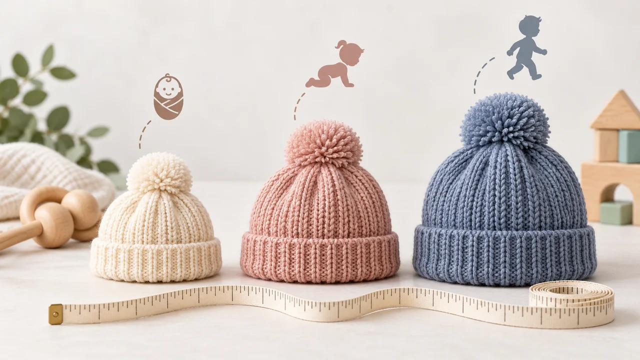 Babyfied Apparel hat sizing comparison with measuring tape illustration