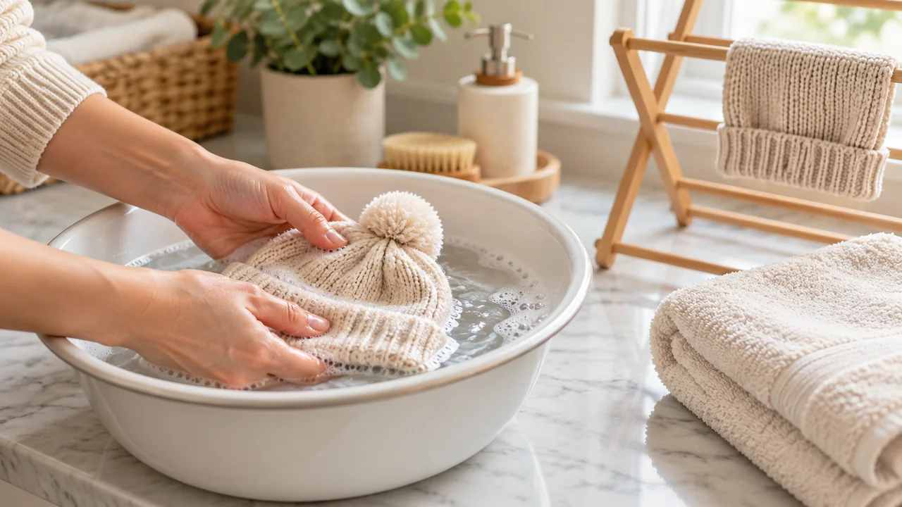 Babyfied Apparel knitted toque care and hand-washing illustration
