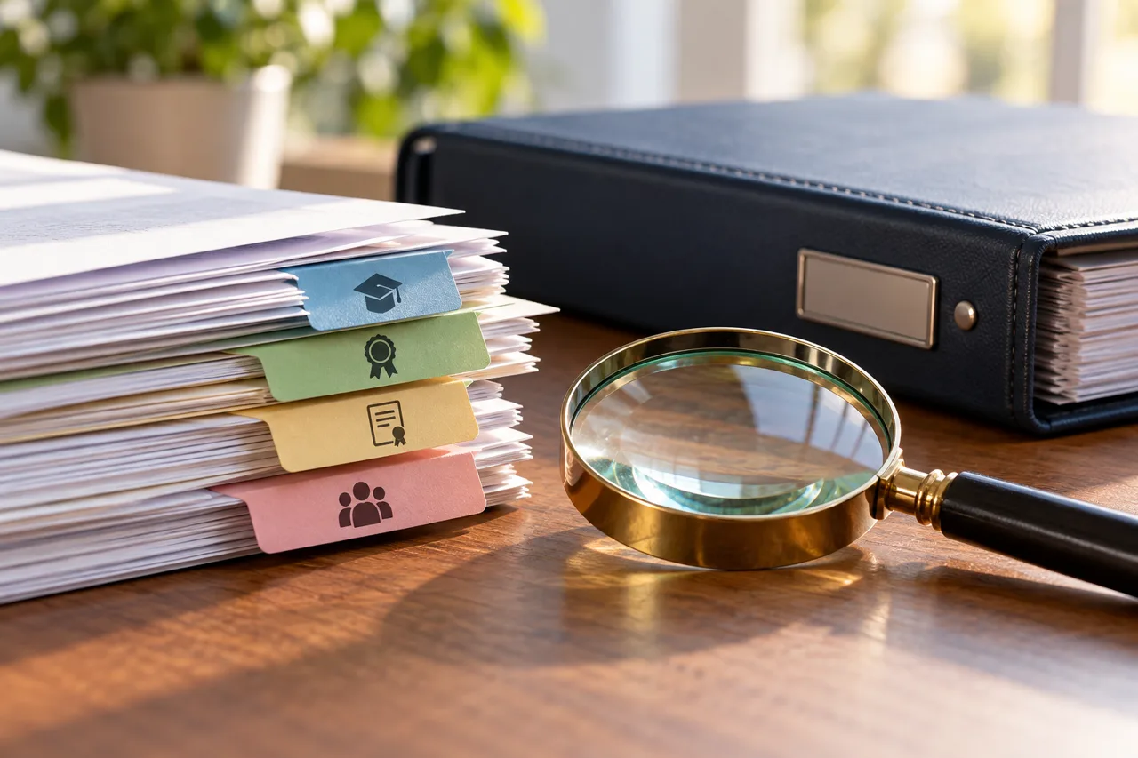 Kipkoech Mutati document review concept with organised files