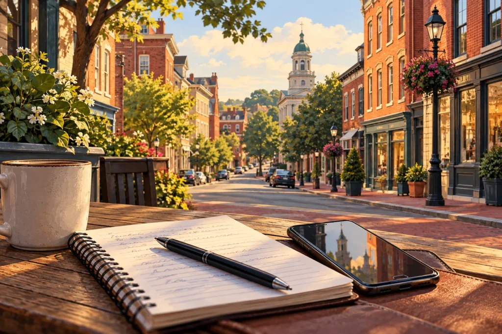 LancasterOnline local news concept with a Pennsylvania inspired brick streetscape