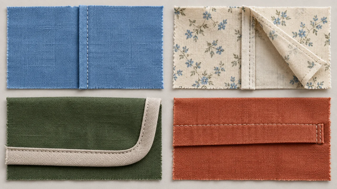 Nahttypen examples showing plain enclosed bound and lapped seams