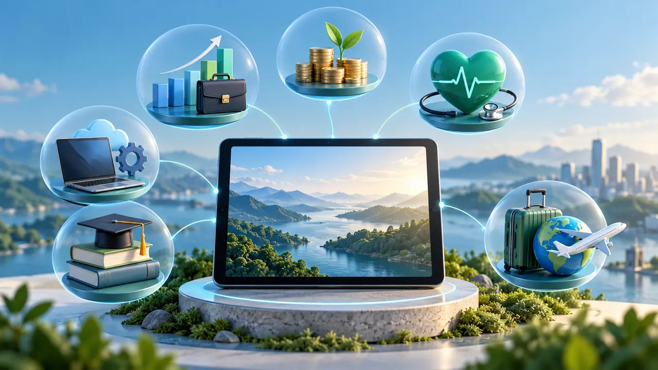 Sosoactive website topic categories editorial illustration