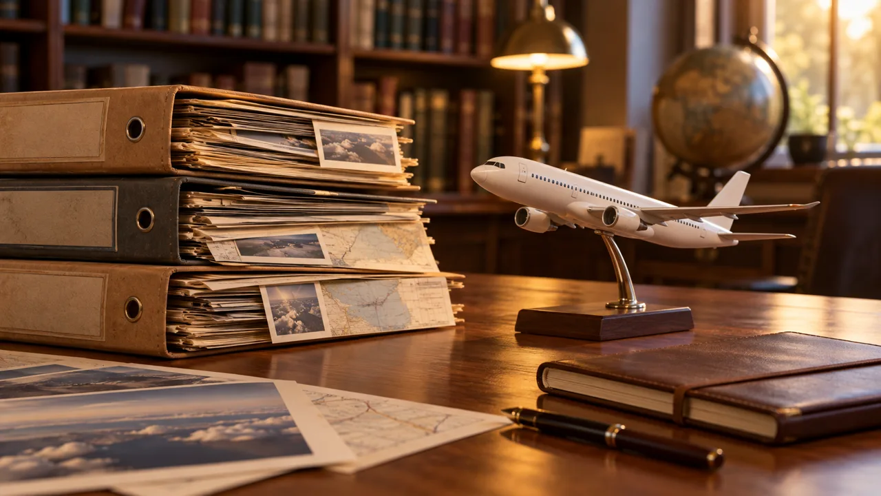 Archived aviation documents concept illustrating statens luftfartsvæsen history