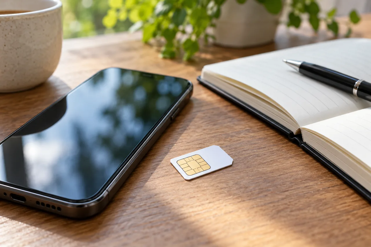 Viptoria mobile service comparison concept with phone and SIM card